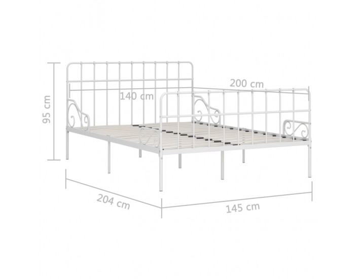 Sonata Рамка за легло с ламелна основа, бяла, метал, 140x200 см