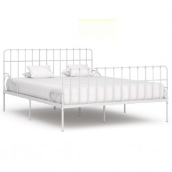 Sonata Рамка за легло с ламелна основа, бяла, метал, 200x200 см - Легла