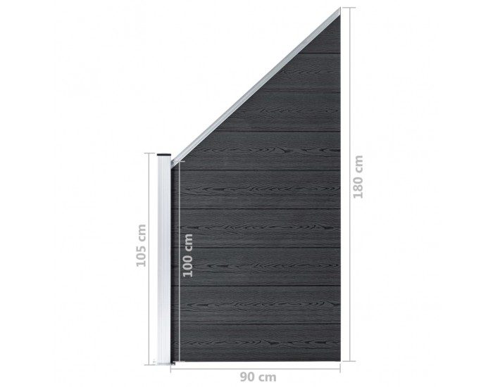 Sonata Ограден панел, WPC, 90x(100-180) см, сив