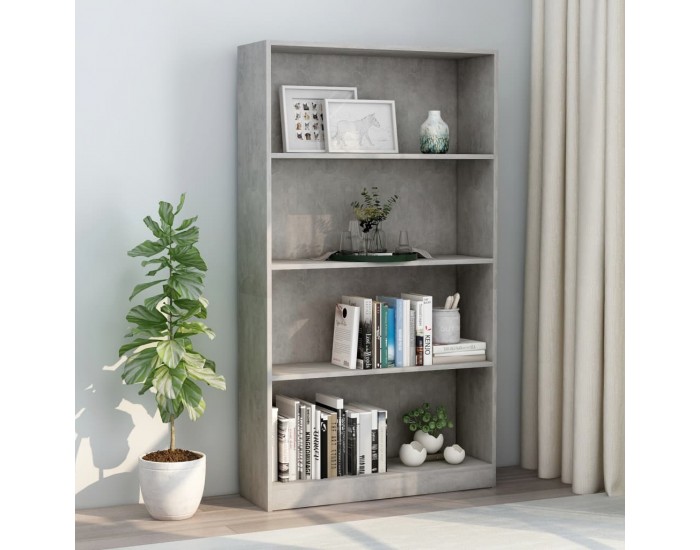 Sonata 4-етажна библиотека, бетонно сива, 80x24x142 см, ПДЧ