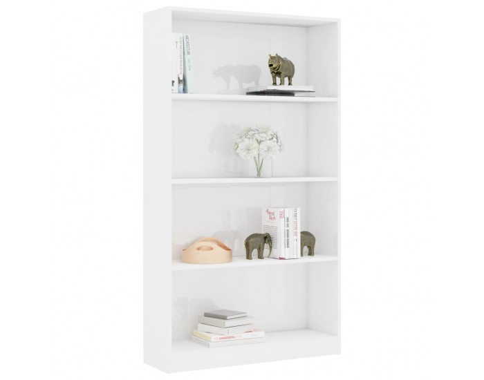 Sonata 4-етажна библиотека, бял гланц, 80x24x142 см, ПДЧ