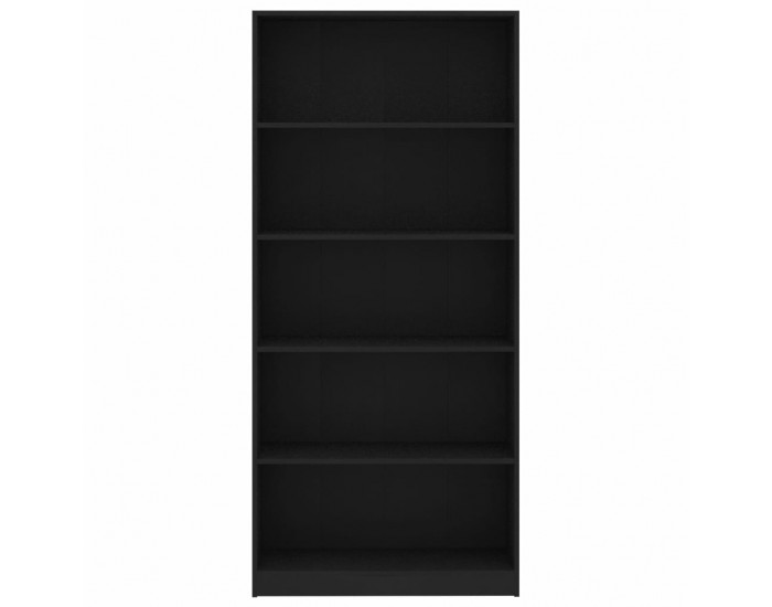 Sonata 5-етажна библиотека, черна, 80x24x175 см, ПДЧ
