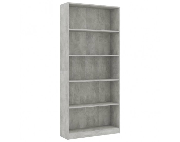 Sonata 5-етажна библиотека, бетонно сива, 80x24x175 см, ПДЧ