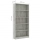 Sonata 5-етажна библиотека, бетонно сива, 80x24x175 см, ПДЧ