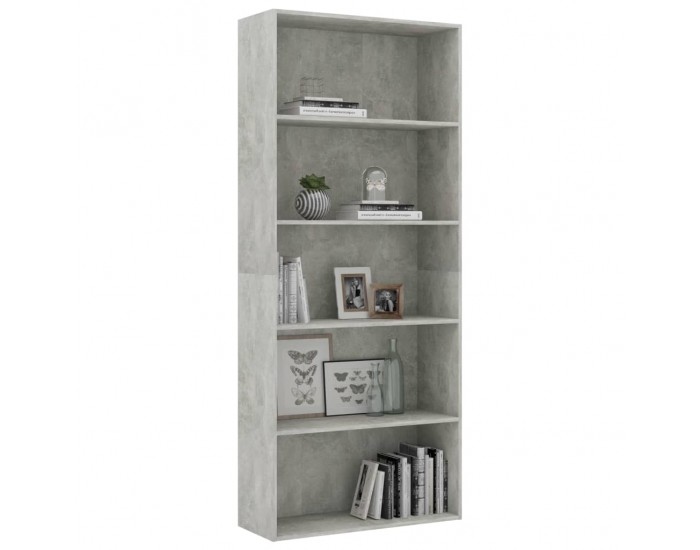 Sonata 5-етажна библиотека, бетонно сива, 80x30x189 см, ПДЧ