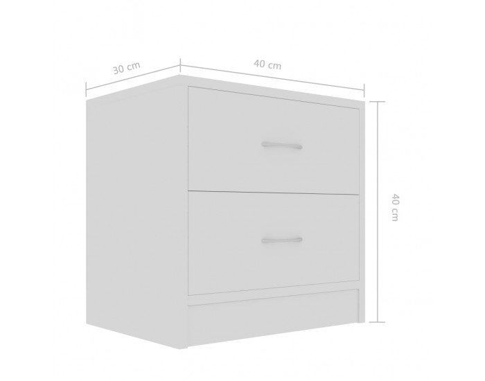 Sonata Нощно шкафче, бял гланц, 40x30x40 см, ПДЧ