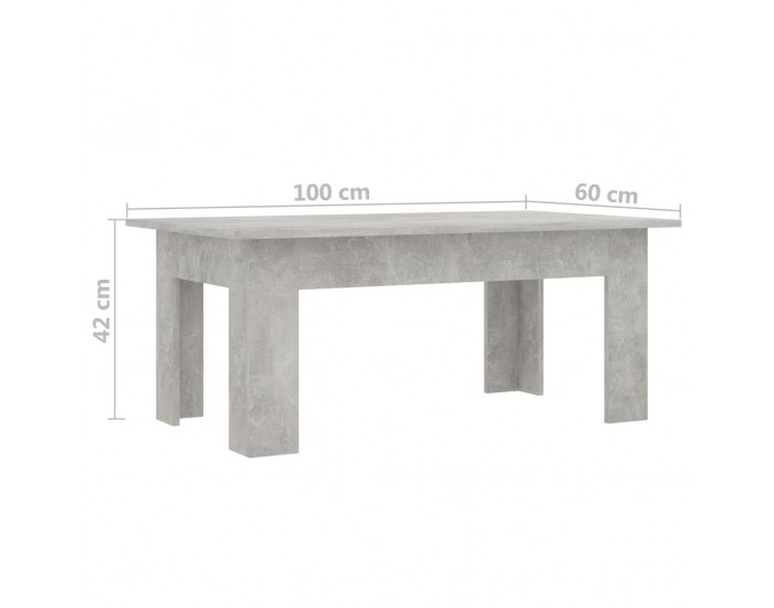 Sonata Маса за кафе, бетонно сива, 100x60x42 см, ПДЧ