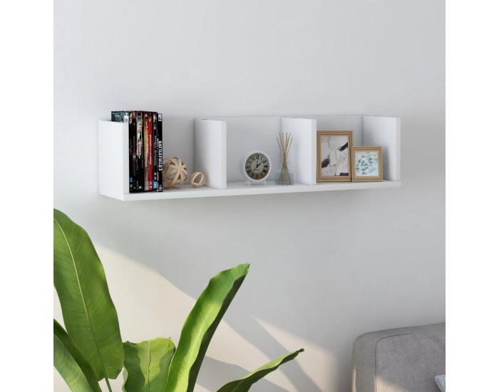 Sonata CD стенен рафт, бял, 75x18x18 см, ПДЧ
