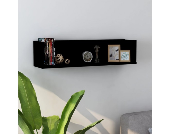 Sonata CD стенен рафт, черен, 75x18x18 см, ПДЧ
