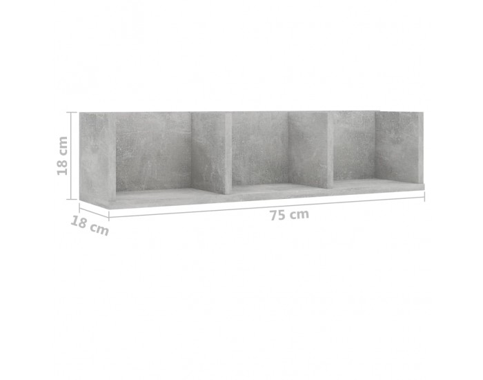 Sonata CD стенен рафт, бетонно сив, 75x18x18 см, ПДЧ Sonata CD стенен рафт, бетонно сив, 75x18x18 см, ПДЧ
