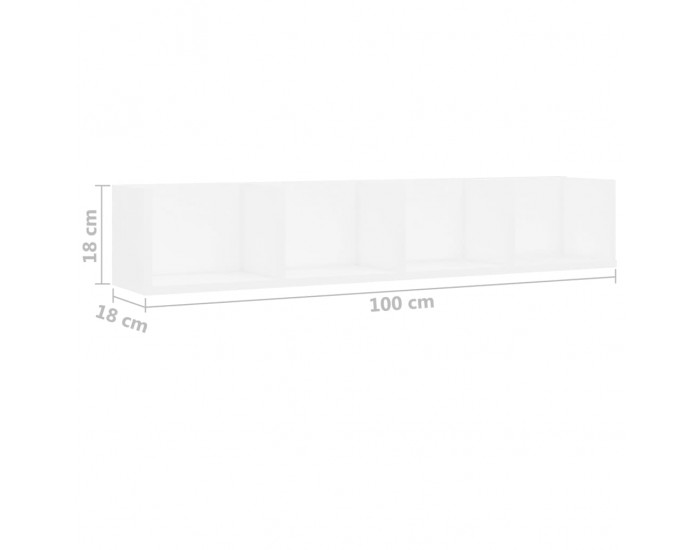 Sonata CD стенен рафт, бял, 100x18x18 см, ПДЧ