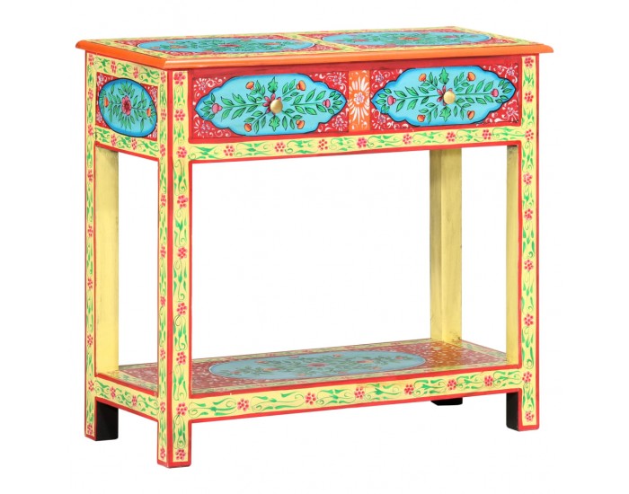 Sonata Ръчно рисувана конзолна маса, 80x35x75 cм, мангово дърво масив