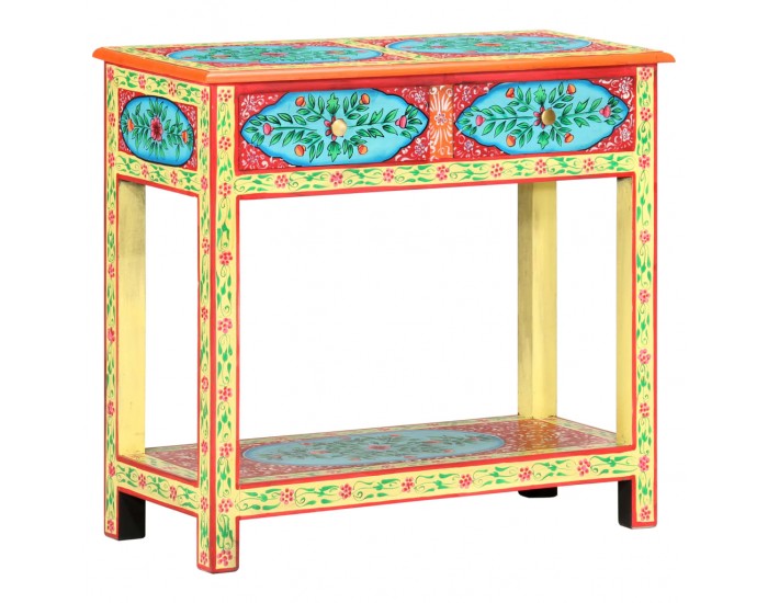 Sonata Ръчно рисувана конзолна маса, 80x35x75 cм, мангово дърво масив