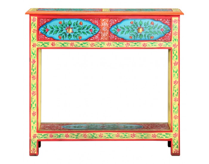 Sonata Ръчно рисувана конзолна маса, 80x35x75 cм, мангово дърво масив