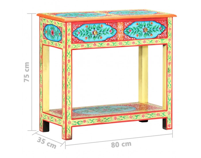 Sonata Ръчно рисувана конзолна маса, 80x35x75 cм, мангово дърво масив