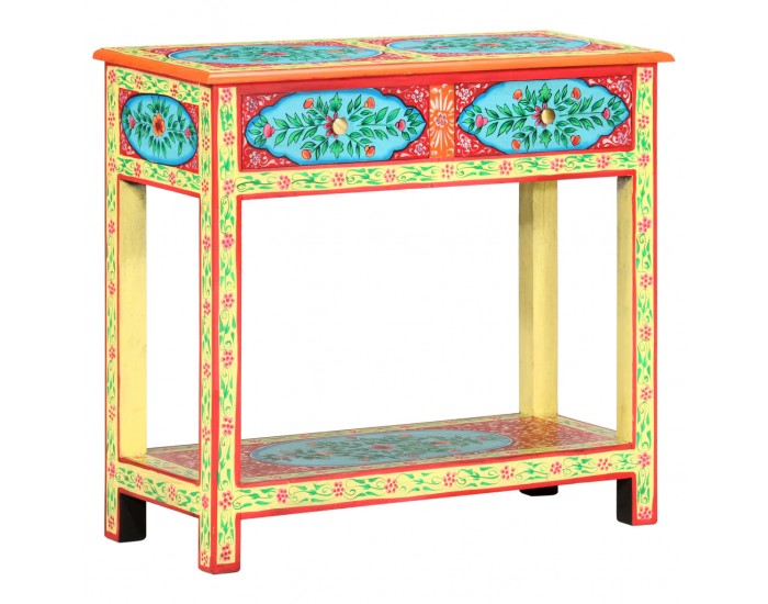 Sonata Ръчно рисувана конзолна маса, 80x35x75 cм, мангово дърво масив