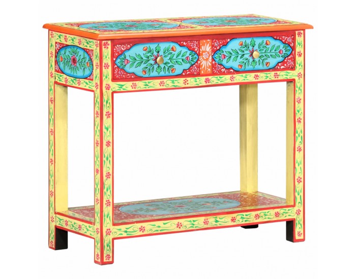 Sonata Ръчно рисувана конзолна маса, 80x35x75 cм, мангово дърво масив