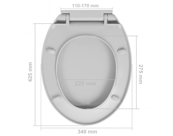 Sonata Тоалетна седалка с плавно затваряне, сива, овална