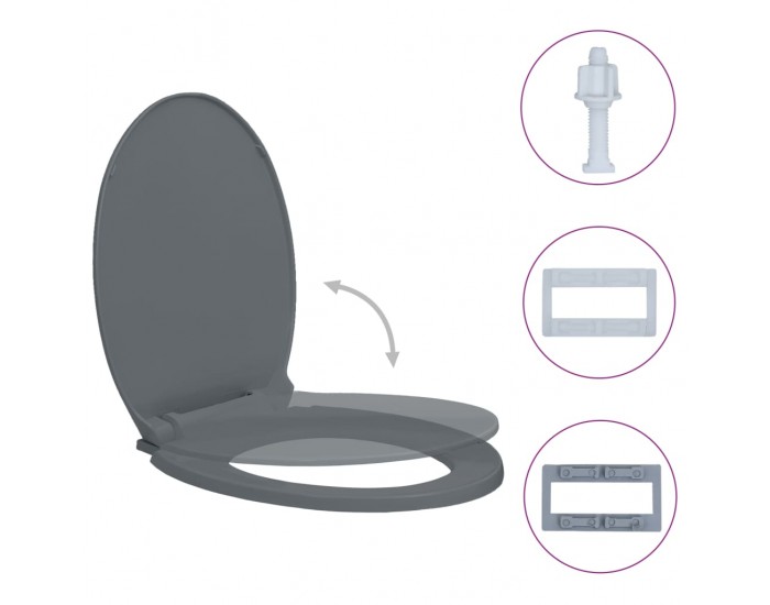 Sonata Тоалетна седалка с плавно затваряне, сива, овална