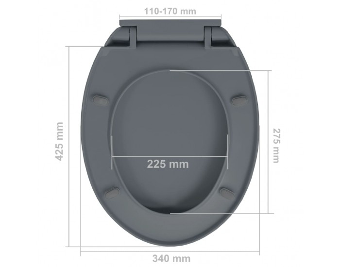 Sonata Тоалетна седалка с плавно затваряне, сива, овална