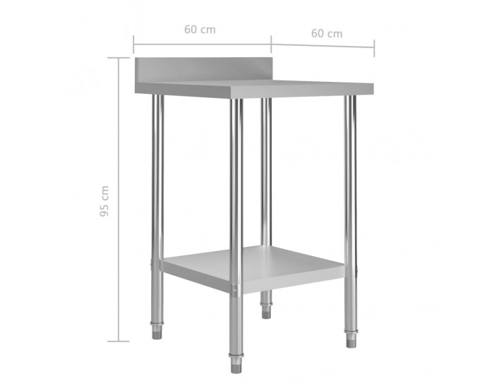 Sonata Кухненска работна маса с панел 60x60x93 см неръждаема стомана