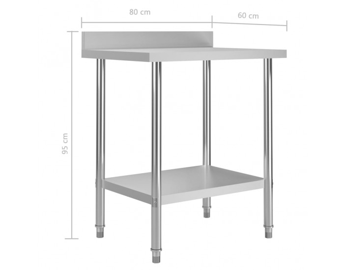 Sonata Кухненска работна маса с панел 80x60x93 см неръждаема стомана
