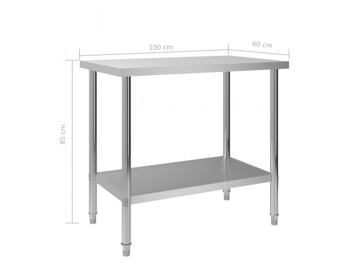 Sonata Кухненска работна маса, 100x60x85 см, неръждаема стомана