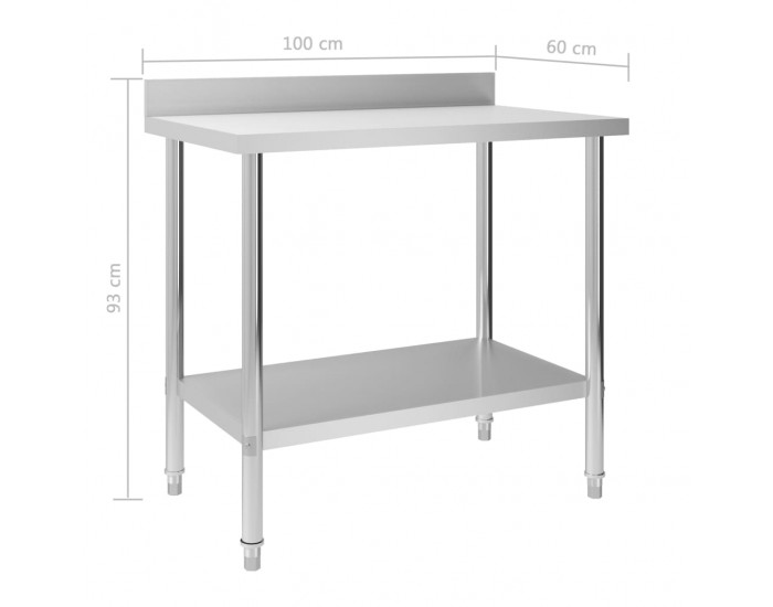 Sonata Кухненска работна маса с панел 100x60x93 см неръждаема стомана