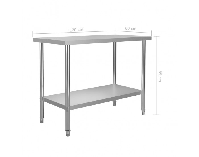 Sonata Кухненска работна маса, 120x60x85 см, неръждаема стомана