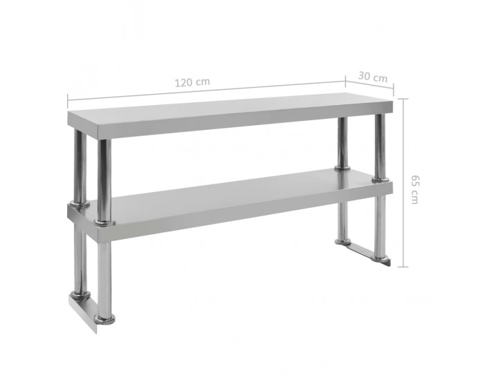 Sonata Рафт за работна маса на 2 нива 120x30x35 см неръждаема стомана Sonata Рафт за работна маса на 2 нива 120x30x35 см неръждаема стомана