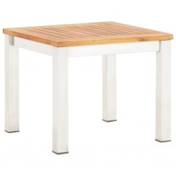 Sonata Градинска странична маса 45x45x38 см акация масив и инокс - Градински маси