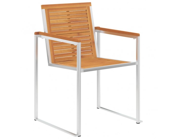 Sonata Градински столове 2 бр акация масив и неръждаема стомана