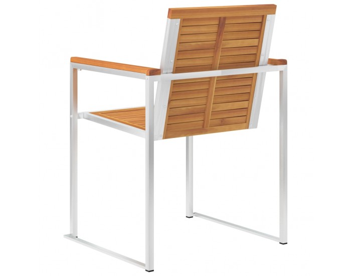 Sonata Градински столове 2 бр акация масив и неръждаема стомана