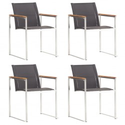 Sonata Градински столове, 4 бр, textilene и неръждаема стомана, сиви - Градина