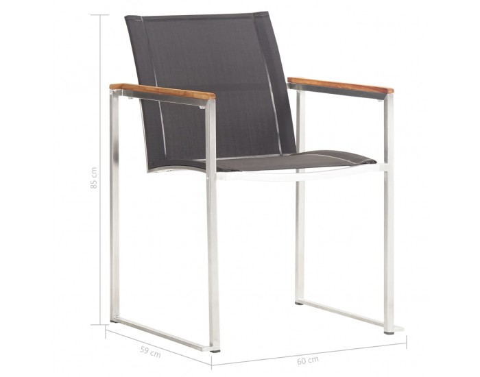 Sonata Градински столове, 4 бр, textilene и неръждаема стомана, сиви