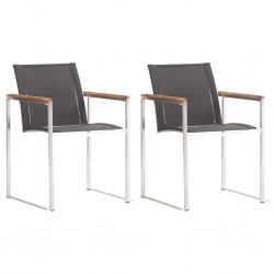 Sonata Градински столове, 2 бр, textilene и неръждаема стомана, сиви - Градина