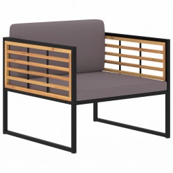 Sonata Градински столове с възглавници, 2 бр, акация масив, тъмносиви - Градински столове