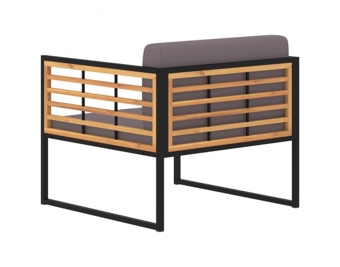 Sonata Градински столове с възглавници, 2 бр, акация масив, тъмносиви