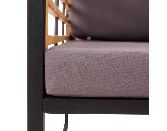 Sonata Градински столове с възглавници, 2 бр, акация масив, тъмносиви