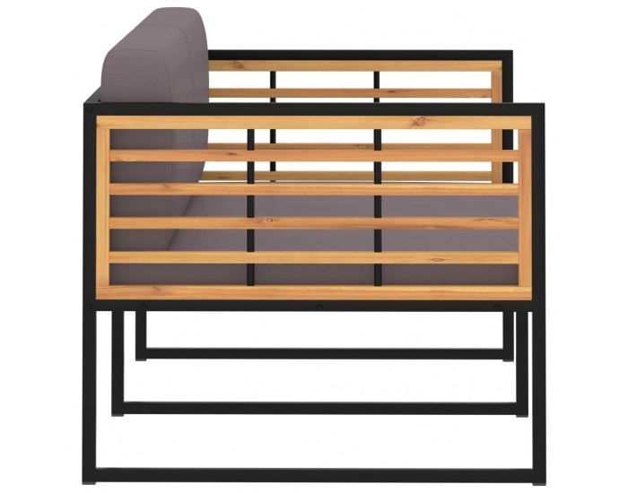 Sonata Градинска пейка с възглавници, 136 см, акация масив, тъмносива