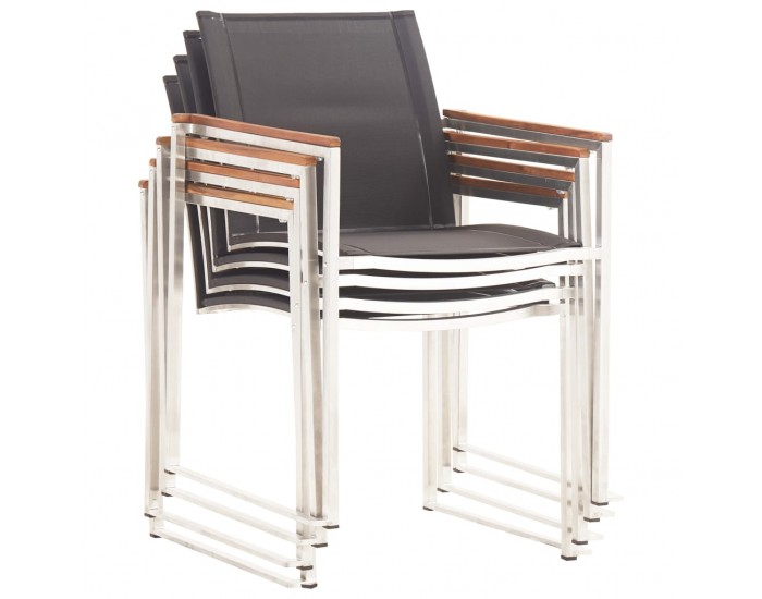 Sonata Градински столове, 4 бр, textilene и неръждаема стомана, сиви