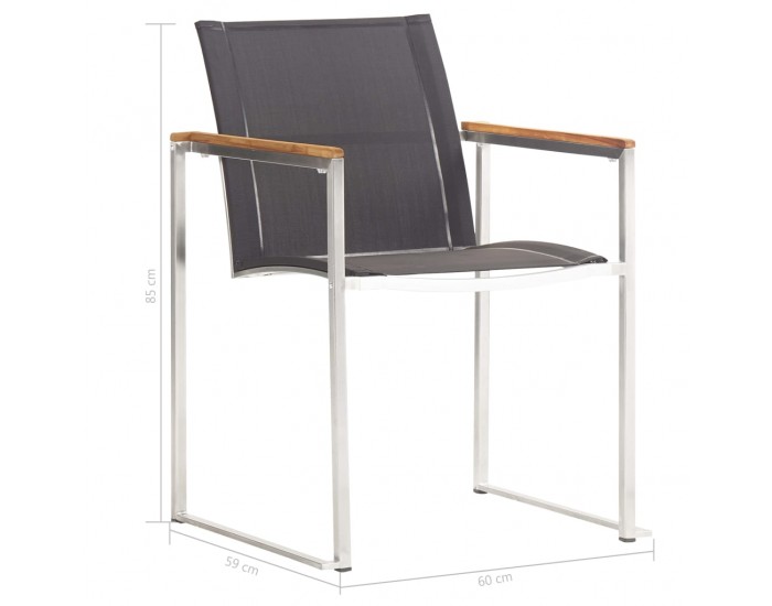 Sonata Градински столове, 4 бр, textilene и неръждаема стомана, сиви