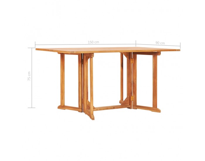 Sonata Сгъваема градинска маса тип пеперуда 150x90x75 см тиков масив