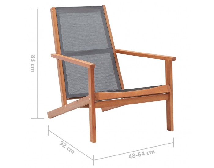 Sonata Градински релакс стол сив евкалиптово дърво масив и textilene