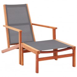 Sonata Градински стол с подложка за крака сив евкалипт масив textilene - Градина