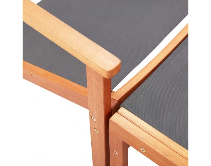 Sonata Градински стол с подложка за крака сив евкалипт масив textilene