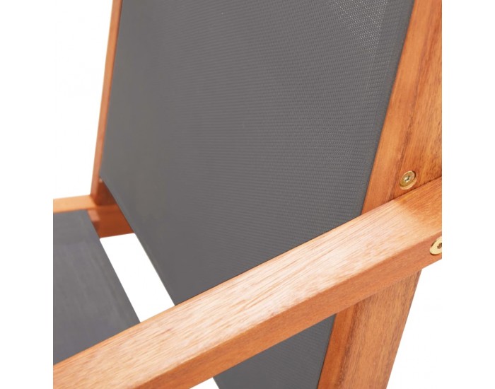 Sonata Градински стол с подложка за крака сив евкалипт масив textilene