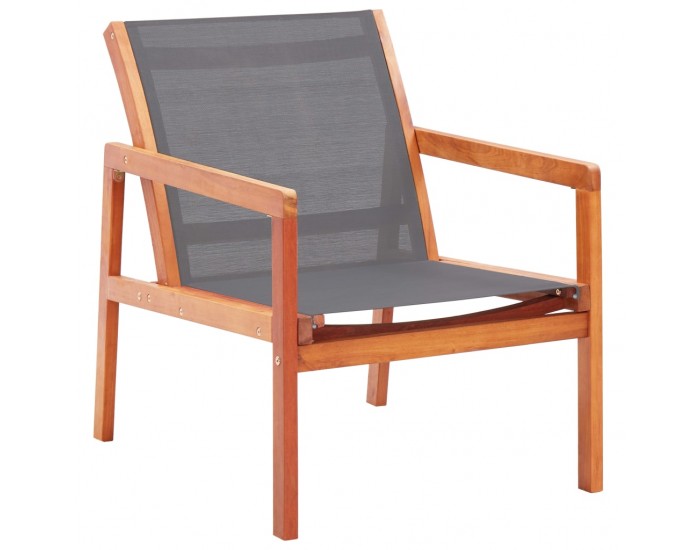 Sonata Градински релакс стол сив евкалиптово дърво масив и textilene