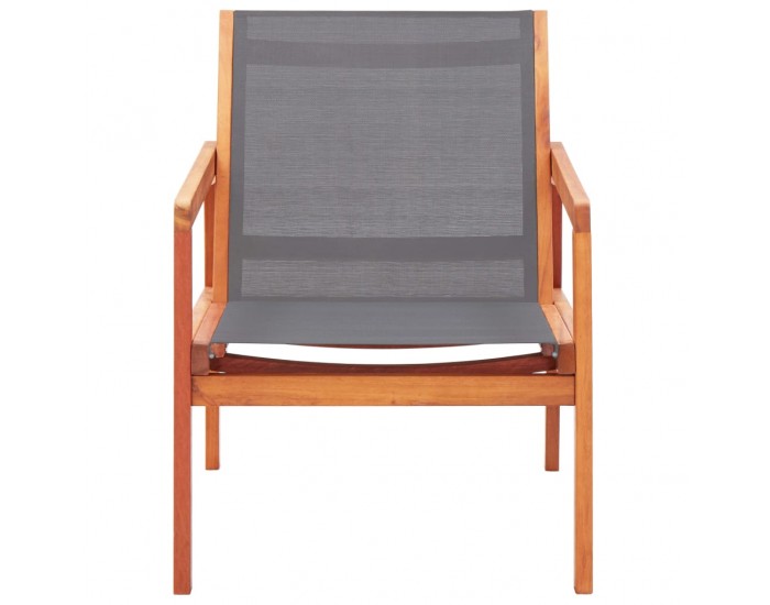 Sonata Градински релакс стол сив евкалиптово дърво масив и textilene