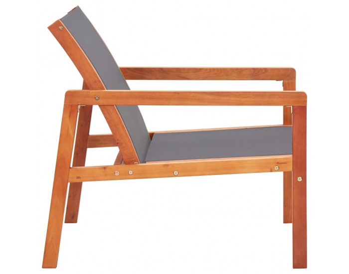 Sonata Градински релакс стол сив евкалиптово дърво масив и textilene